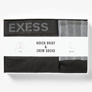 Express Mens Black Gray Ultra Soft Socks & Solid Boxer Briefs Gift Set S, XL